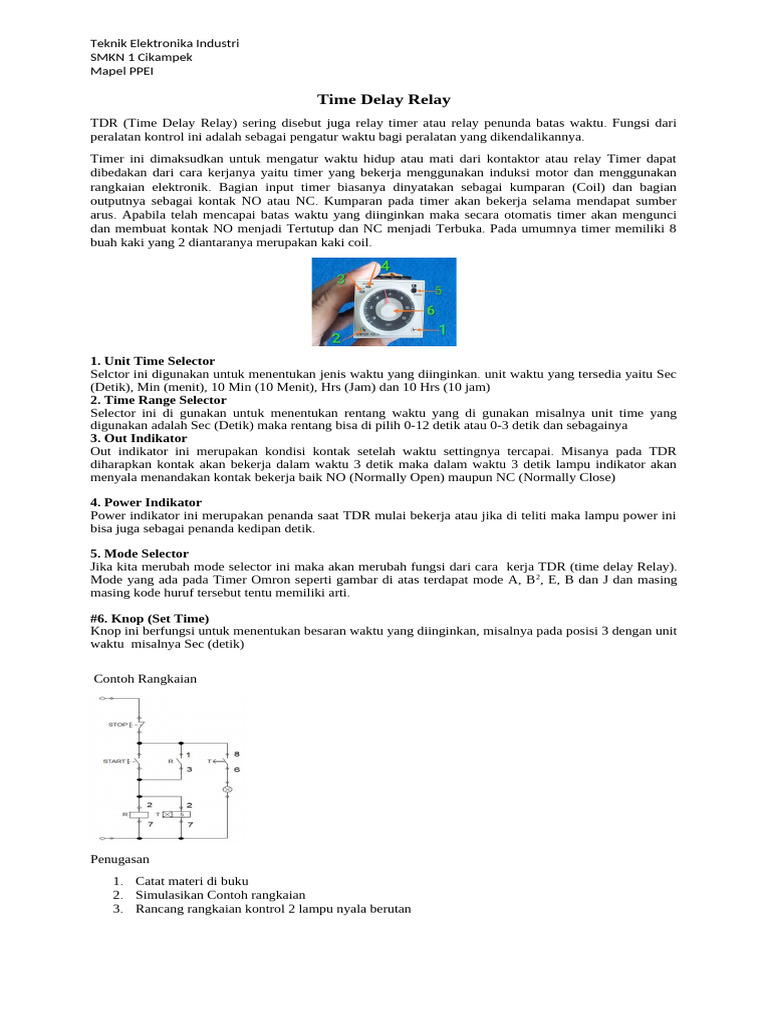 Fungsi dan Rangkaian Time Delay Relay | PDF