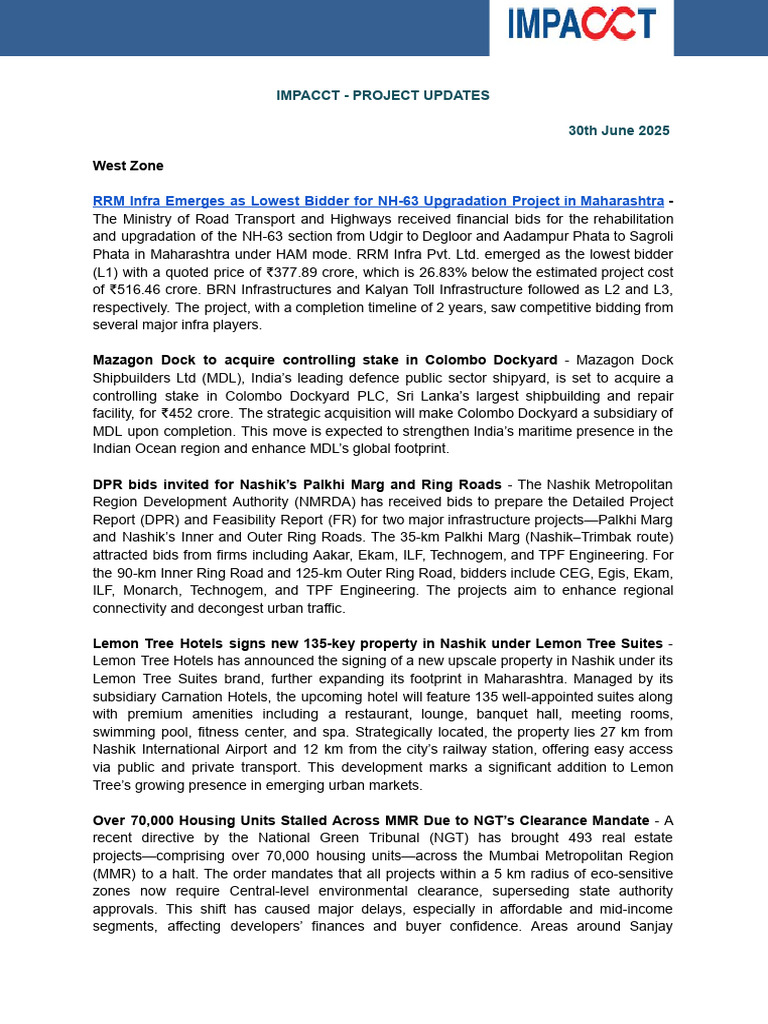 Ongoing Infrastructure Projects Update | PDF | Rapid Transit