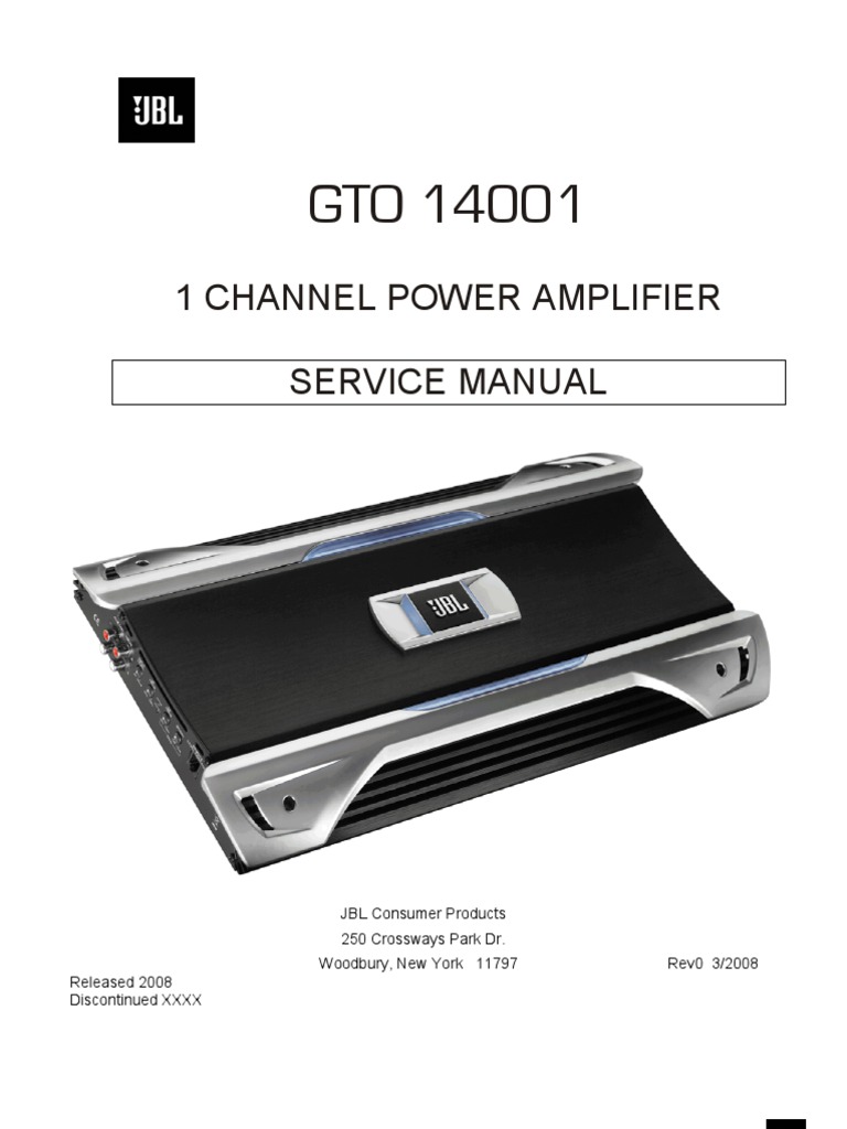 JBL GTO 14001 Amplifier Service Manual | PDF | Amplifier | Loudspeaker