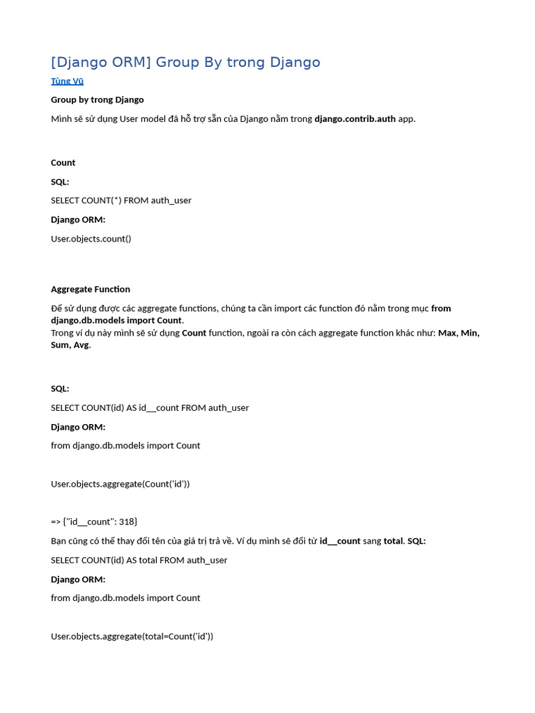 Django ORM: Group By and Aggregation | PDF | Data | Systems Engineering