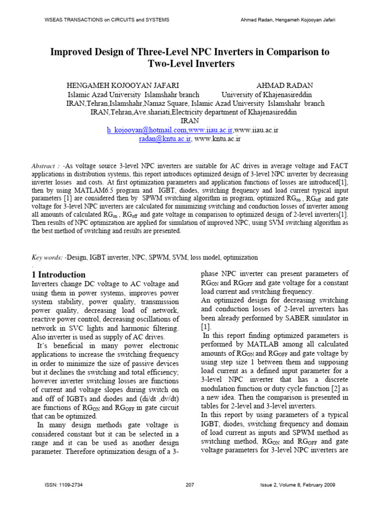 Improved Design of Three Level NPC Inver | PDF | Power Inverter | Power ...