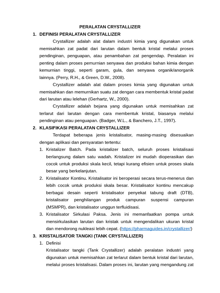 Definisi dan Jenis Crystallizer | PDF
