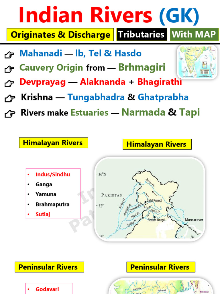 Major Indian Rivers and Their Origins | PDF | Indus River | Fluvial ...