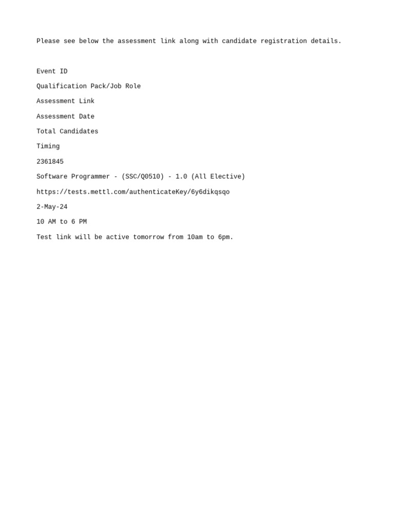 Software Programmer Assessment Details | PDF