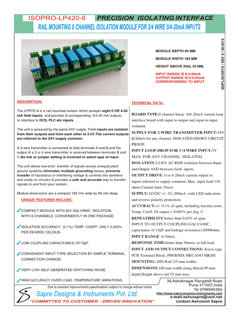 8-Channel 0/4-20mA Isolation Module | PDF | Electric Power | Electronic ...