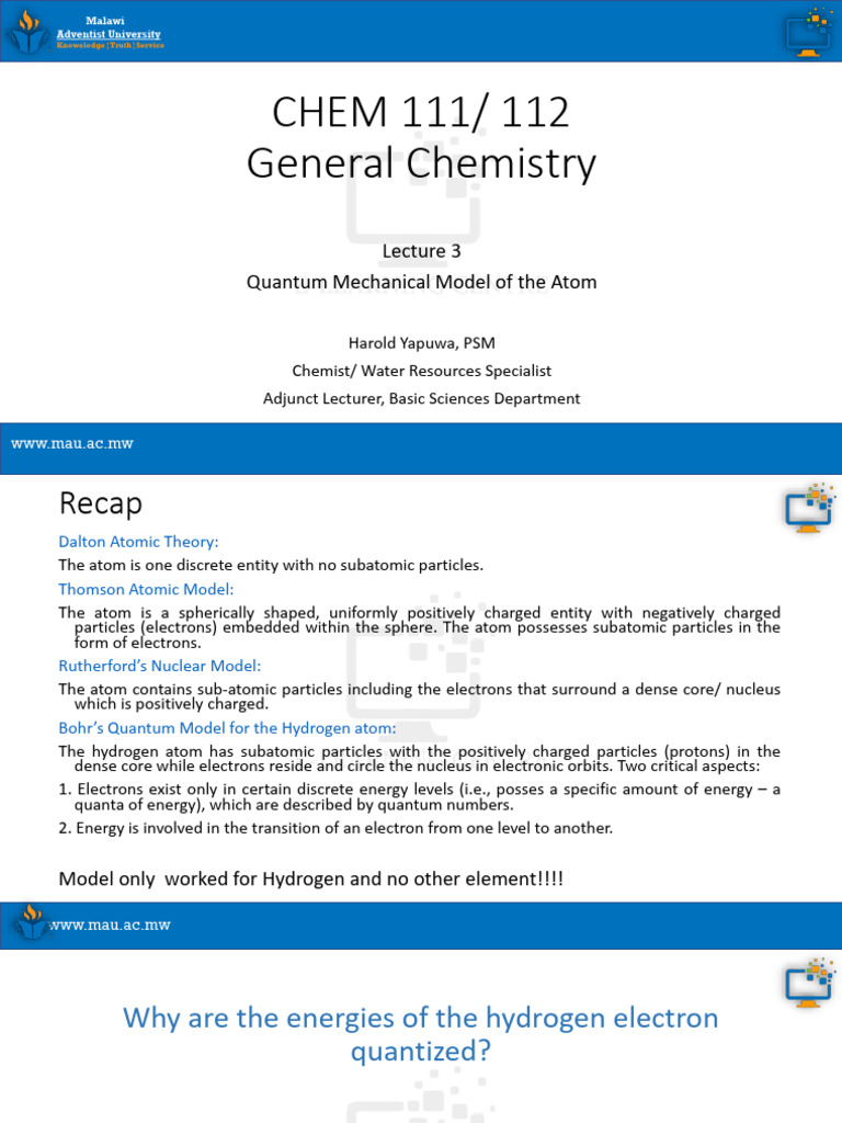 Quantum Mechanical Model of the Atom | PDF | Atomic Orbital | Electron