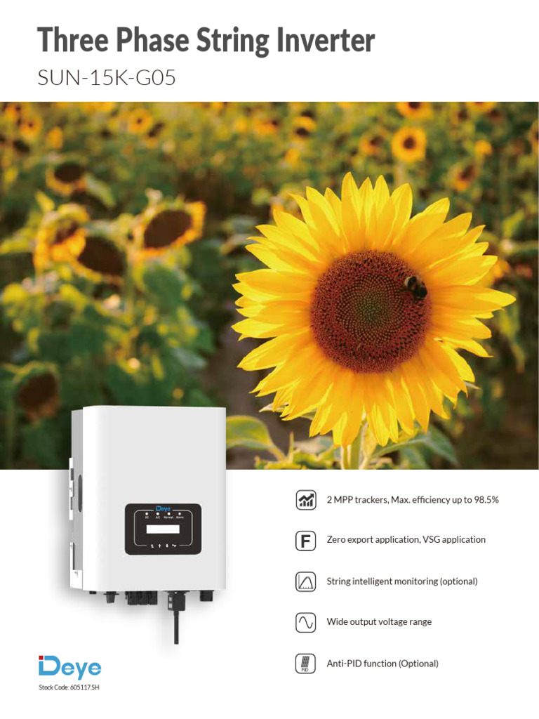 Deye SUN-15K-G05 Inverter Overview | PDF | Alternating Current ...