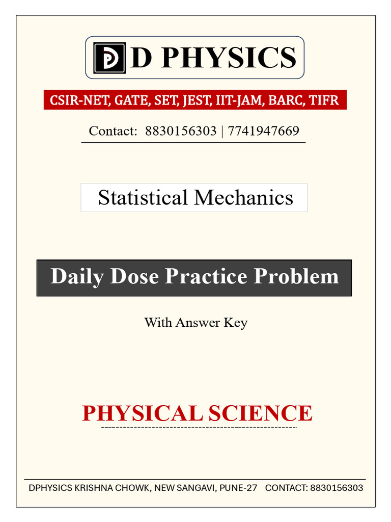 Statistical Mechanics Practice Problems | PDF | Gases | Entropy