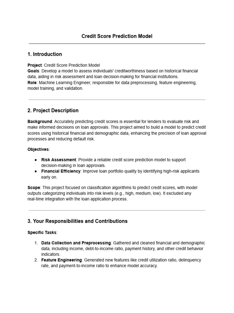 Credit Score Prediction Model Overview | PDF | Credit Score | Loans