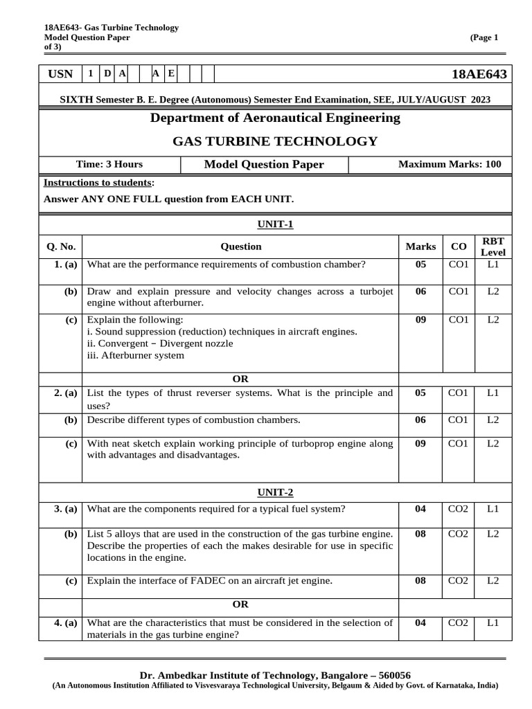 18ae643 - GTT - MQP - 2022-2023 | PDF | Jet Engine | Gas Turbine