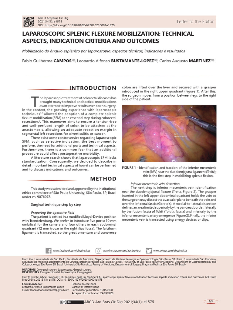 Laparoscopic Splenic Flexure Mobilization | PDF | Gastroenterology ...