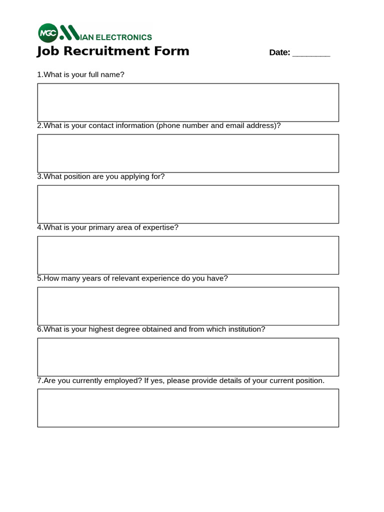 Job Recruitment Form | PDF