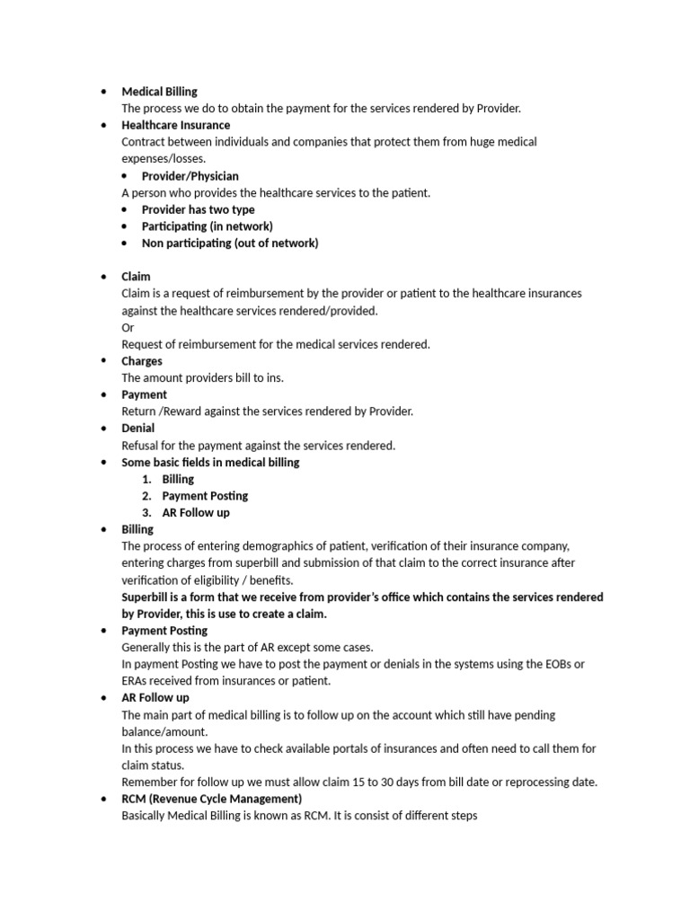 Overview of Medical Billing Processes | PDF | Health Care | Social Programs