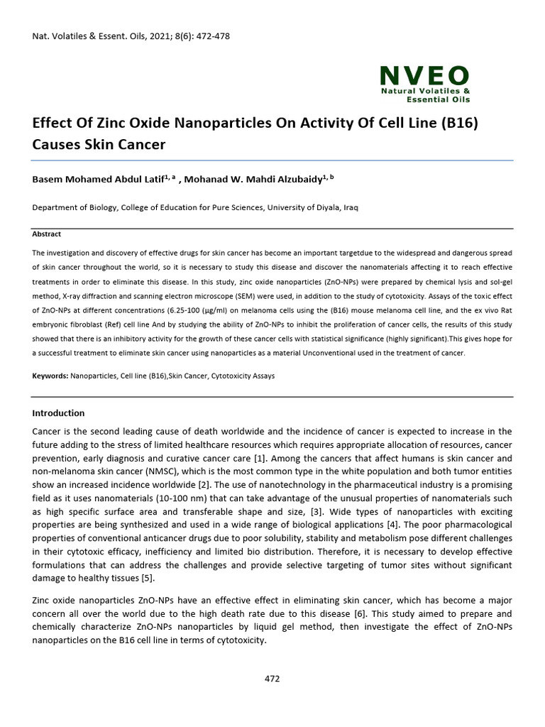 Effect of Zinc Oxide Nanoparticles On Activity of | PDF | Nanoparticle ...