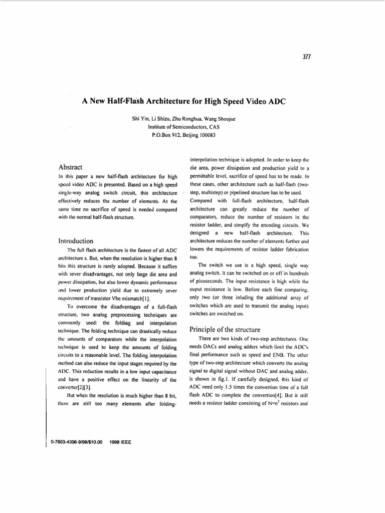 New Half-Flash ADC Architecture | PDF | Analog To Digital Converter ...