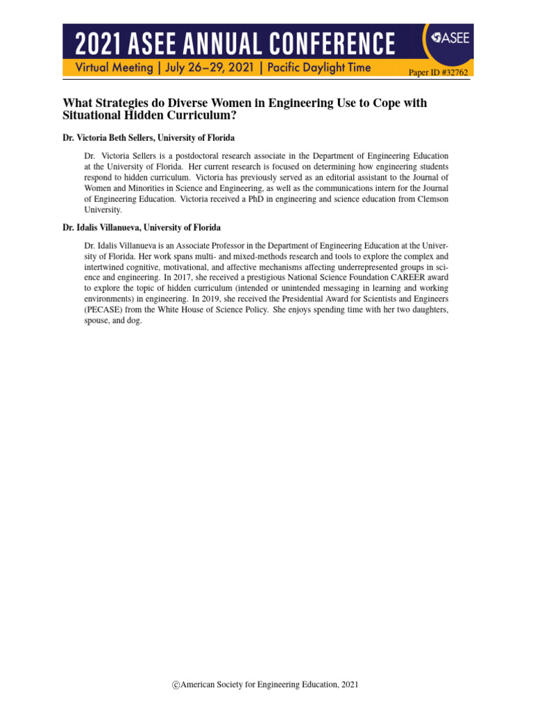 Coping Strategies for Women in Engineering | PDF | Self Efficacy ...