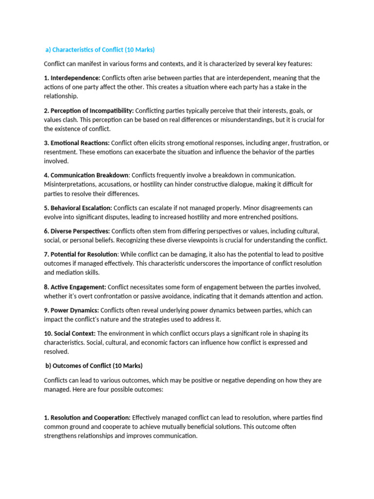 Conflict Resolution Management Revision QN and Answers | PDF | Conflict ...