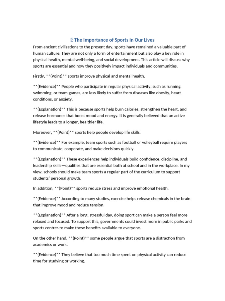 Benefits of Sports in Daily Life | PDF | Mental Health | Sports