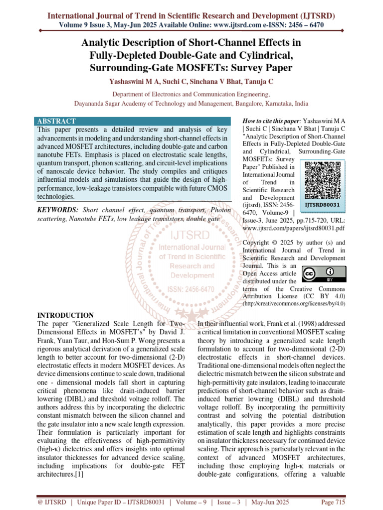 Analytic Description of Short Channel Effects in Fully Depleted Double ...