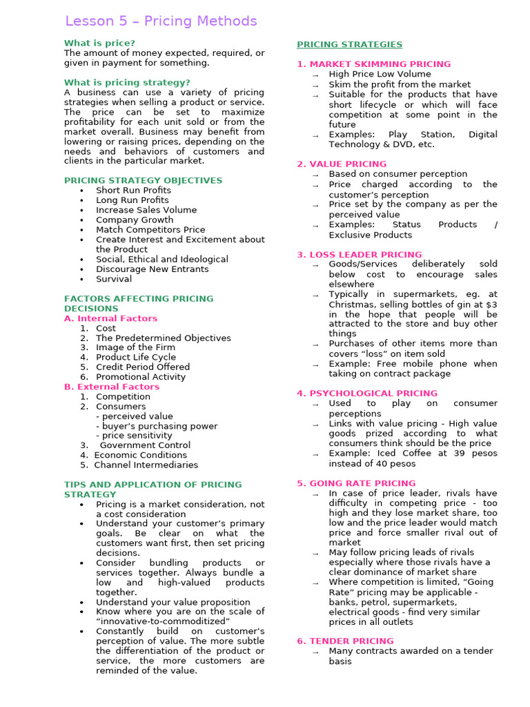 Understanding Pricing Strategies and Factors | PDF | Pricing | Marketing