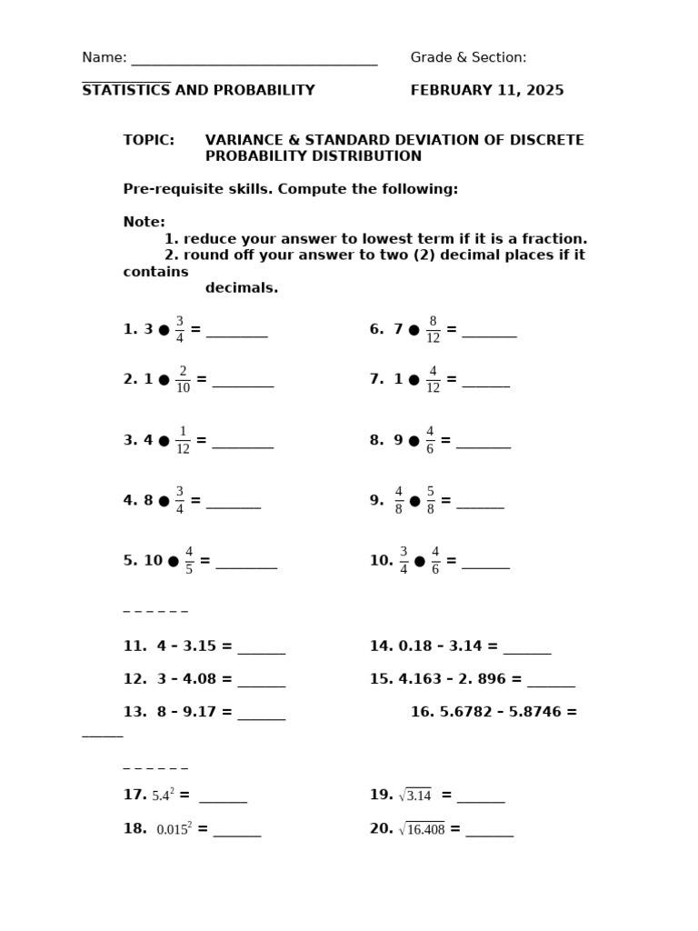 Variance & Standard Deviation Guide | PDF