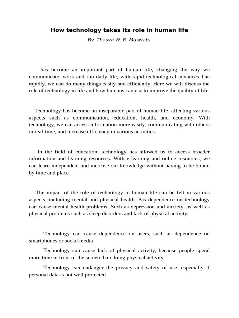 The Impact of Technology on Daily Life | PDF