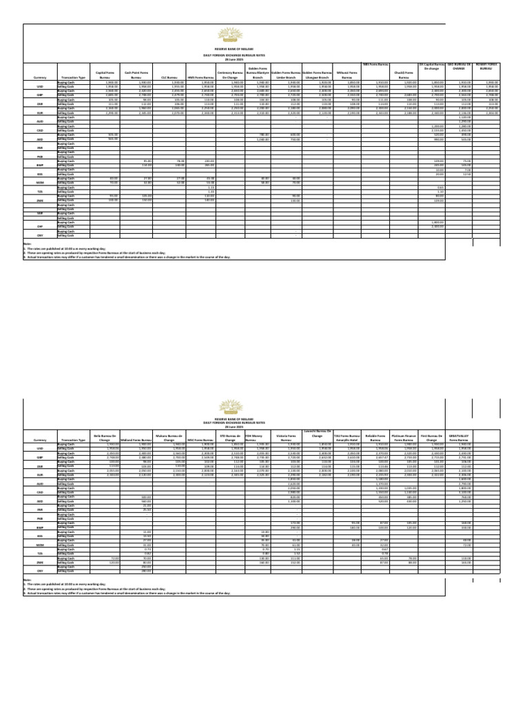 Daily Forex Rates - June 28, 2025 | PDF | Foreign Exchange Market ...