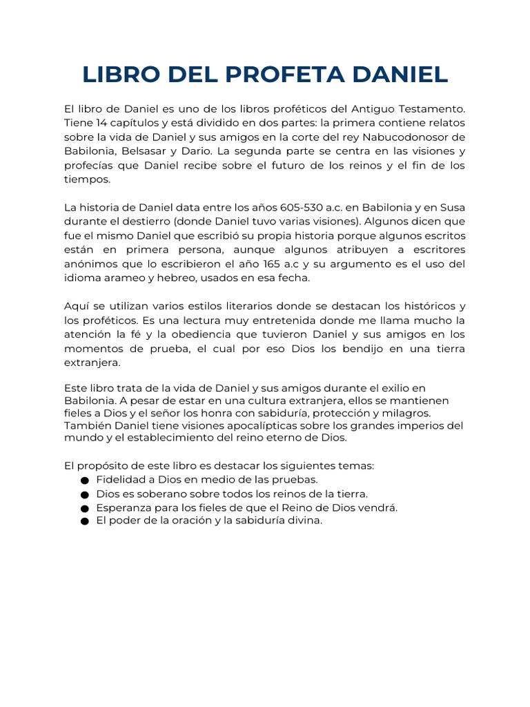 Libro Del Profeta Daniel | PDF | Daniel (figura bíblica) | Libro de daniel