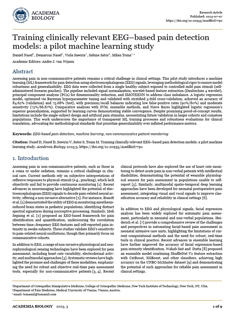 EEG Pain Detection Using Machine Learning | PDF ...