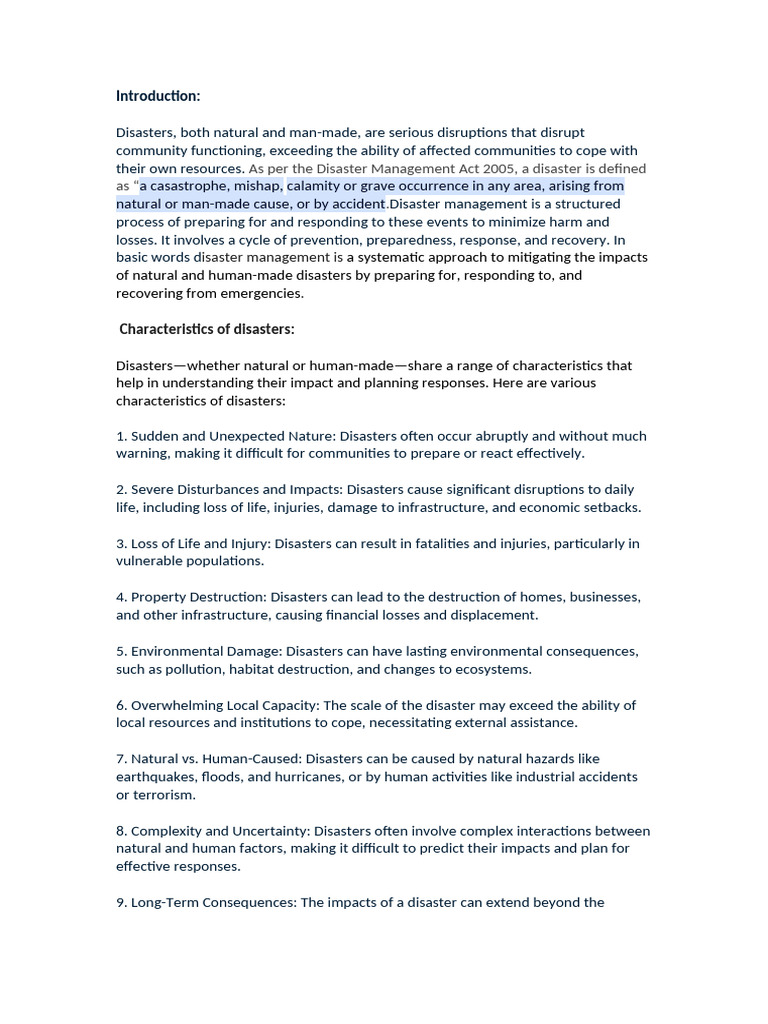 Understanding Disaster Management | PDF | Natural Disasters | Emergency ...
