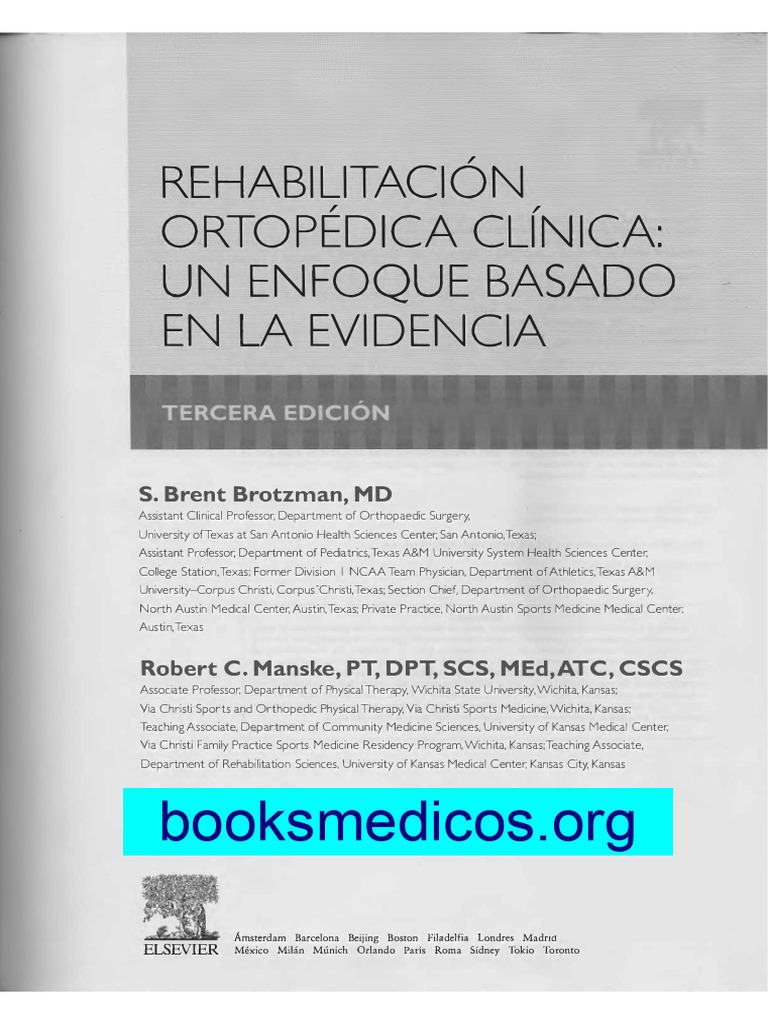 Rehabilitacion Ortopedica Clinica Brotzman 3a Ed - Booksmedicosorg ...