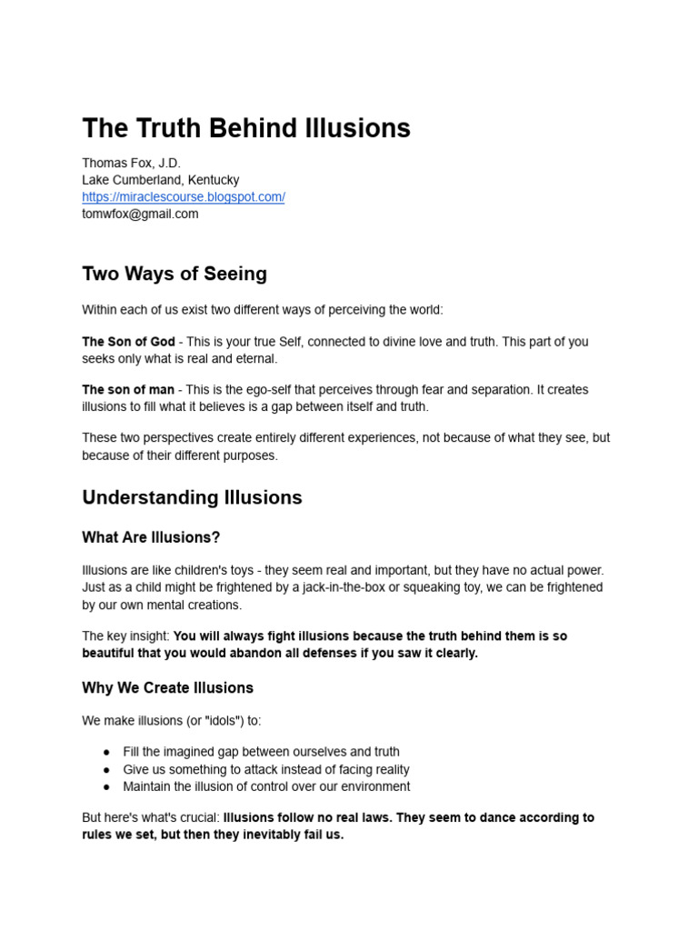 Understanding Illusions and Truth | PDF | Forgiveness | Truth
