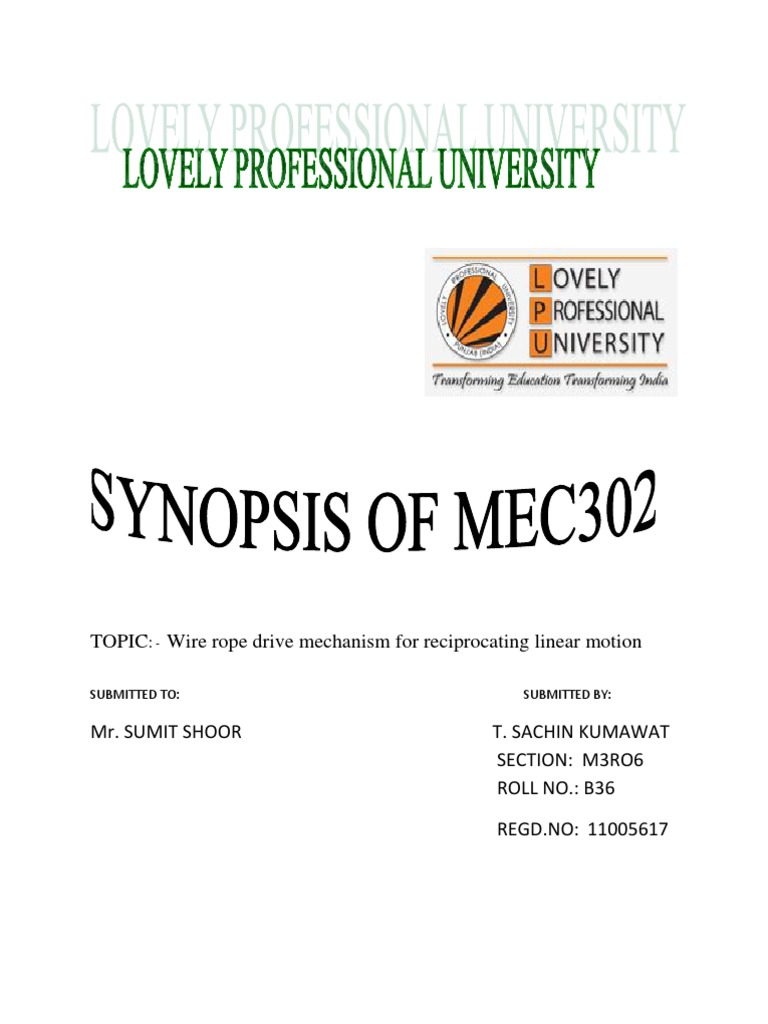 Wire Ropes Drive Mechanism For Reciprocating Linear Motion PDF Wire