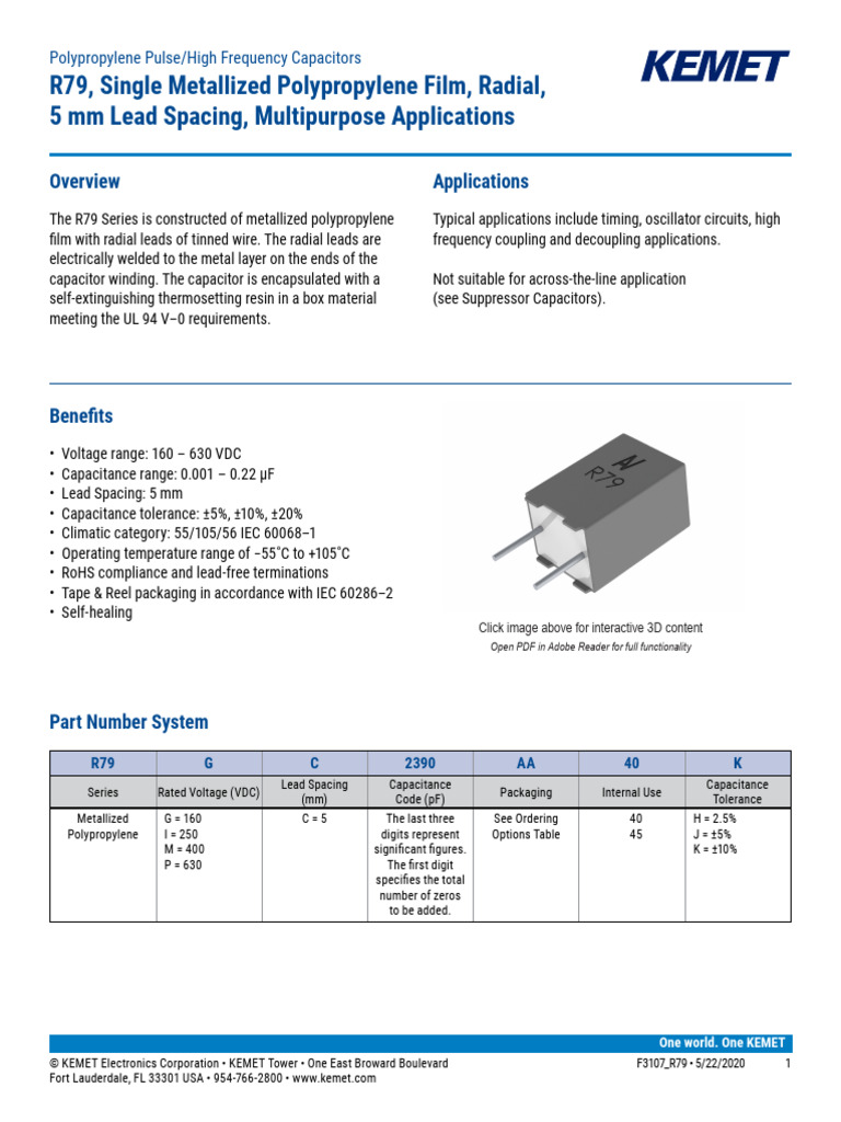 R79 Polypropylene Film Capacitors | PDF | Capacitor | Soldering