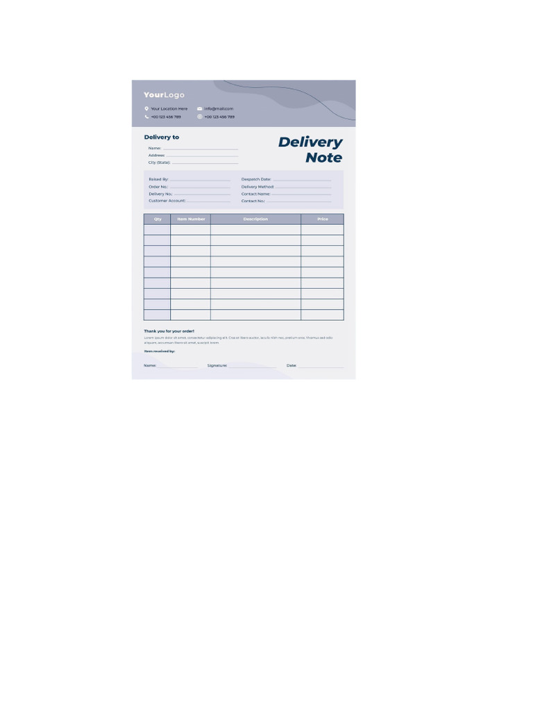 Hand Drawn Delivery Note Template - PNG | PDF
