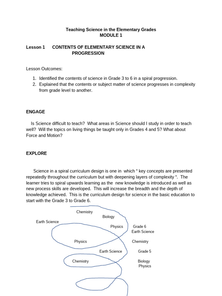 Elementary Science Curriculum Overview | PDF | Science | Curriculum