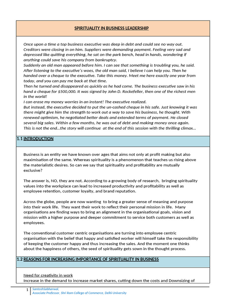 Spirituality's Role in Business Leadership | PDF | Intelligence ...