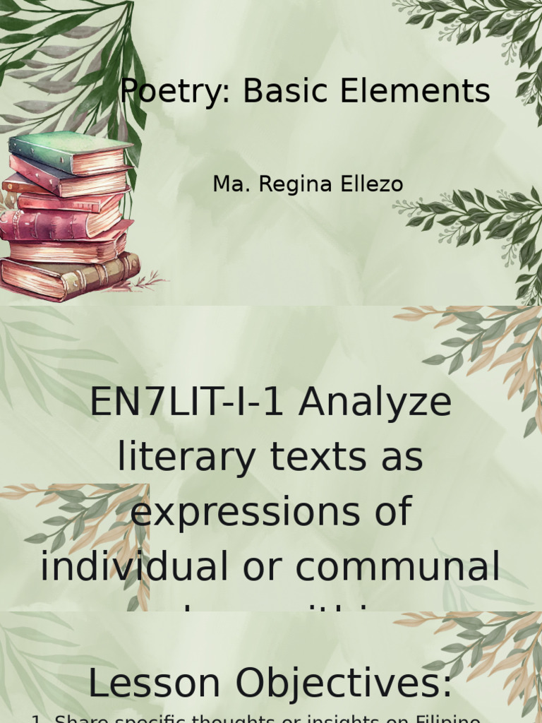 Understanding Poetry's Basic Elements | PDF | Poetry | Human Communication