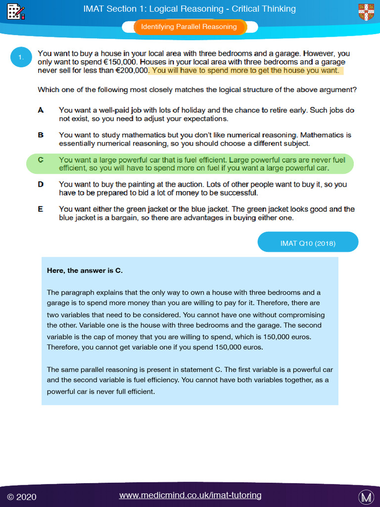 Parallel Reasoning in IMAT Tutoring | PDF