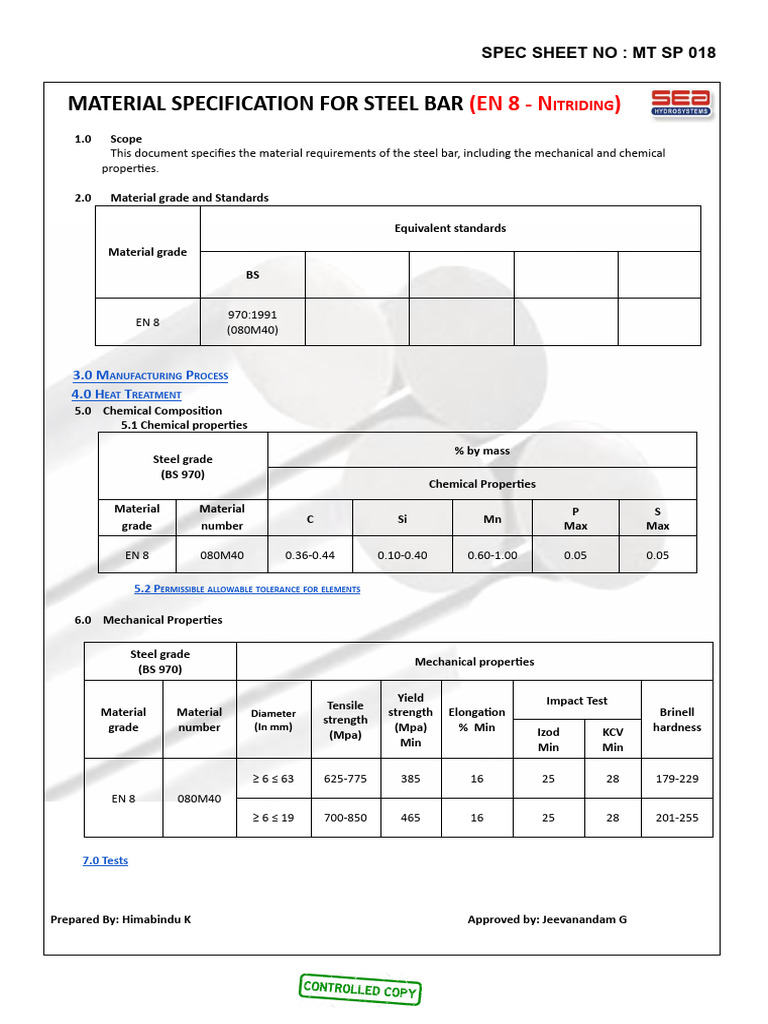 Steel Bar Material Specification EN 8 | PDF | Building Materials ...