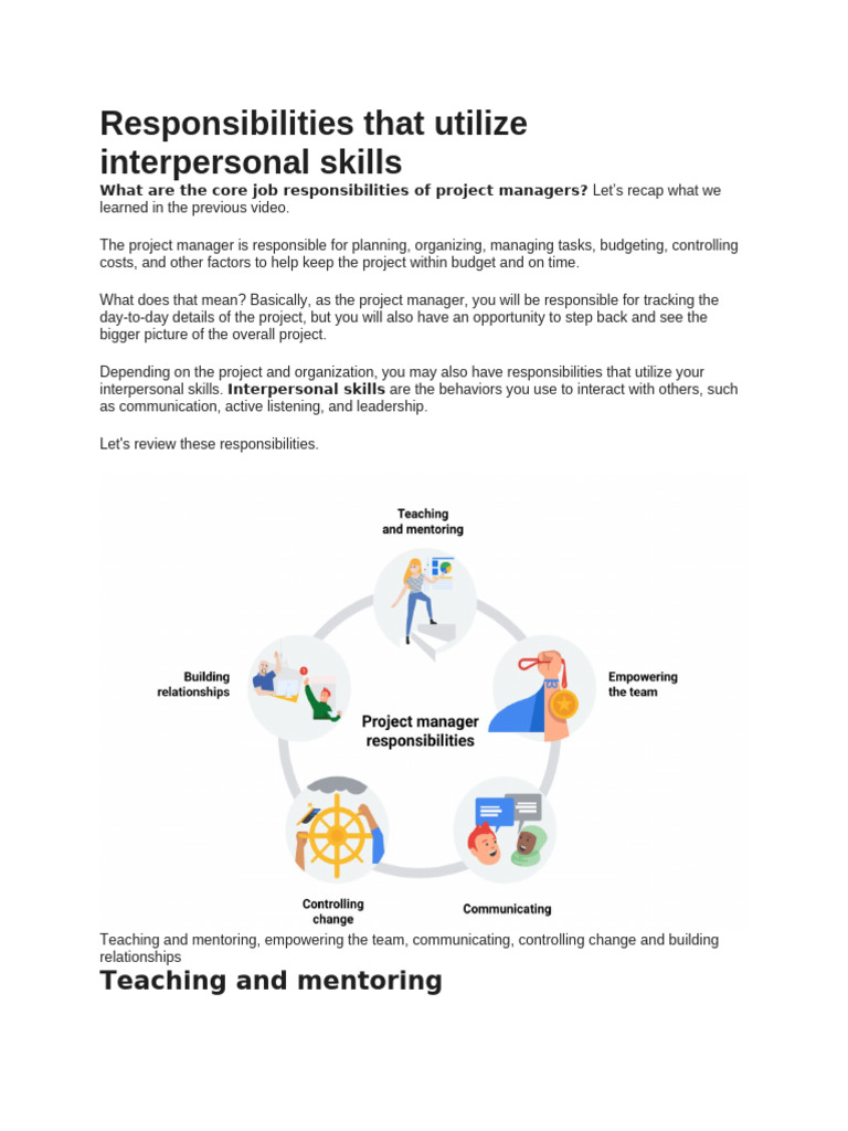 Interpersonal Skills in Project Management | PDF | Project Management ...