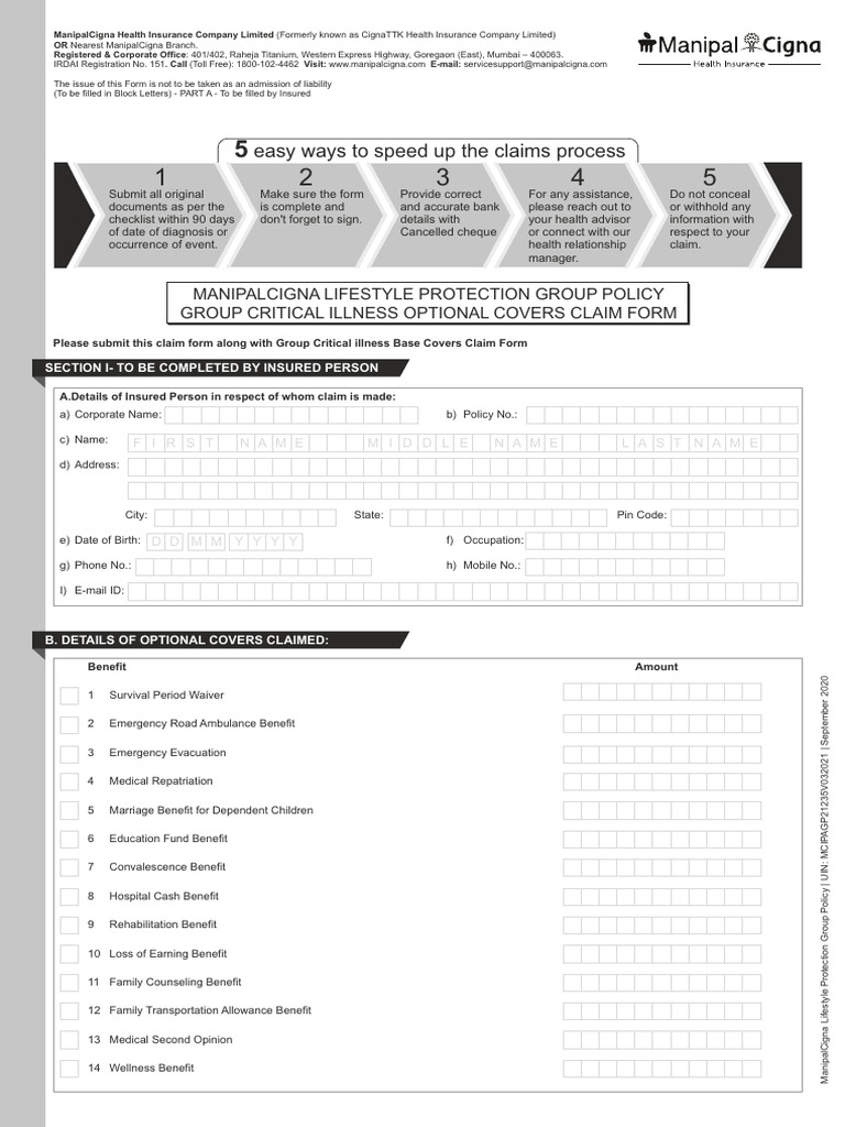 LPGP CLaimForm CC Optionalcover | PDF