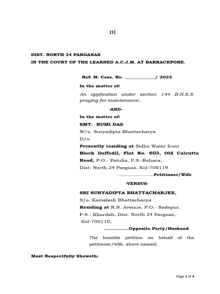 Maintenance Petition by Rumi Das | PDF | Justice | Crime & Violence