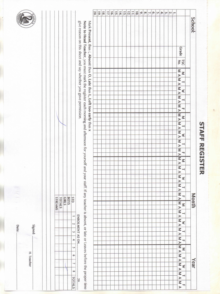 Staff Register | PDF
