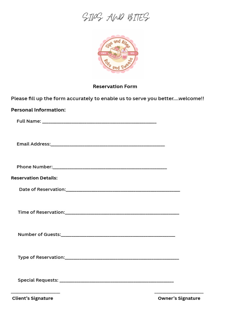 Reservation Form Idea | PDF