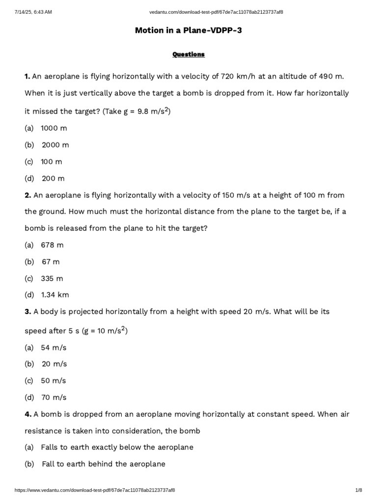 Bomb Drop Calculations from Aircraft | PDF | Speed | Height