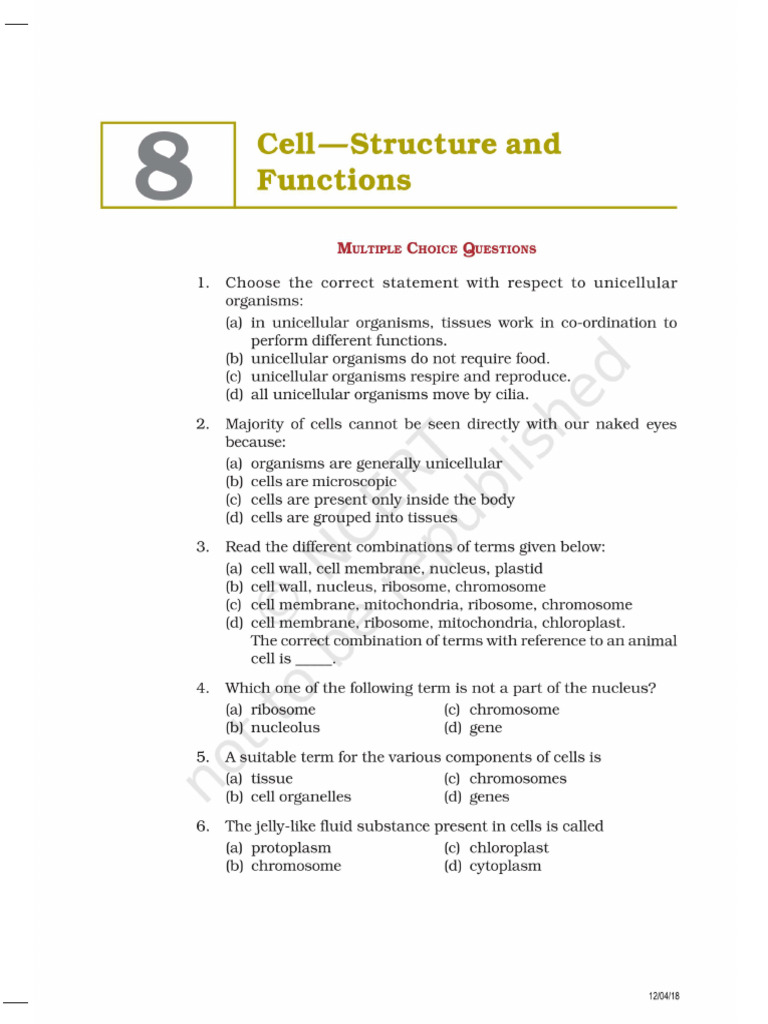 Cell Chapter Examplar | PDF