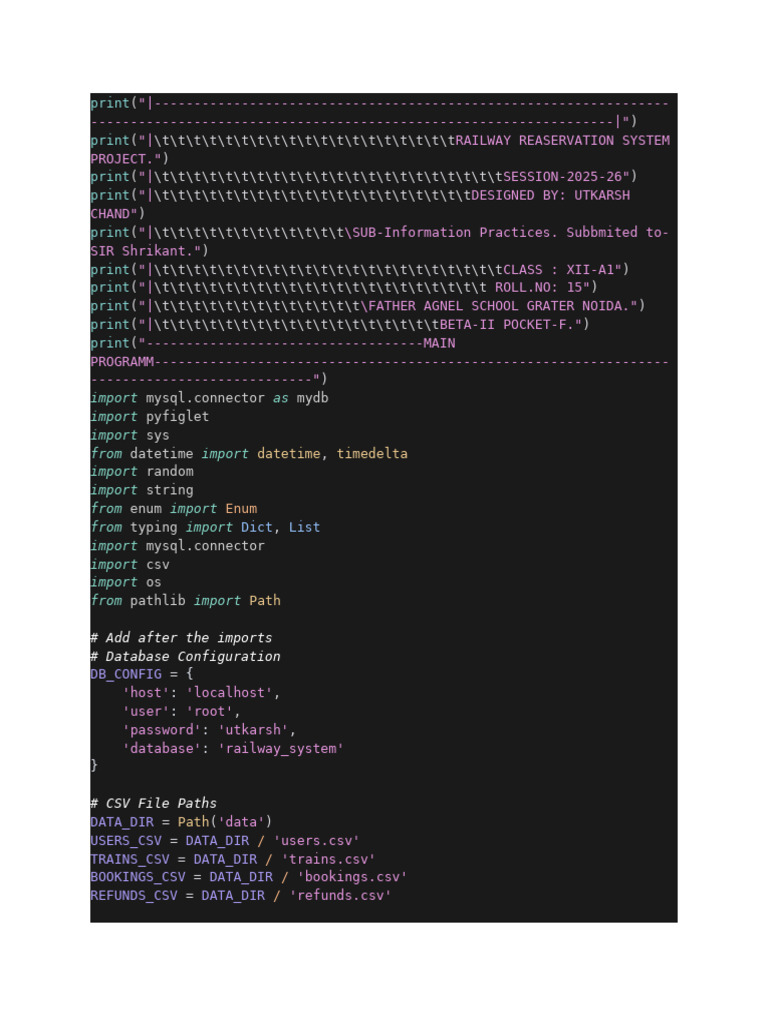 Railway Reservation System Program | PDF | User (Computing) | Comma ...