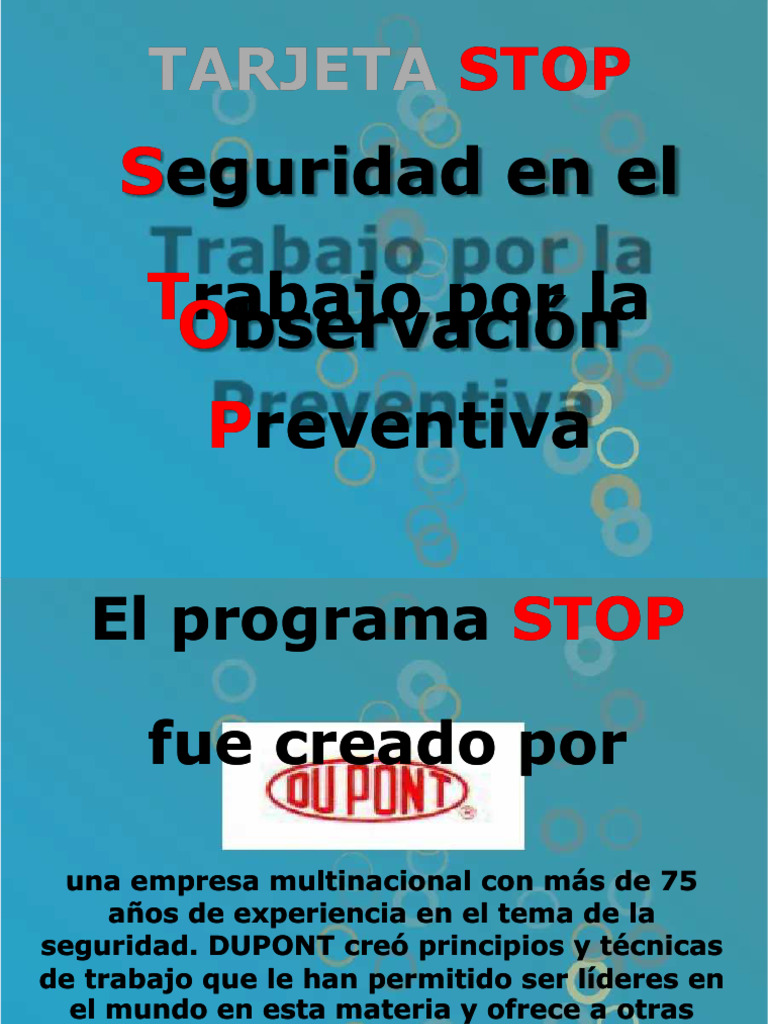 Programa STOP para Seguridad Laboral | PDF