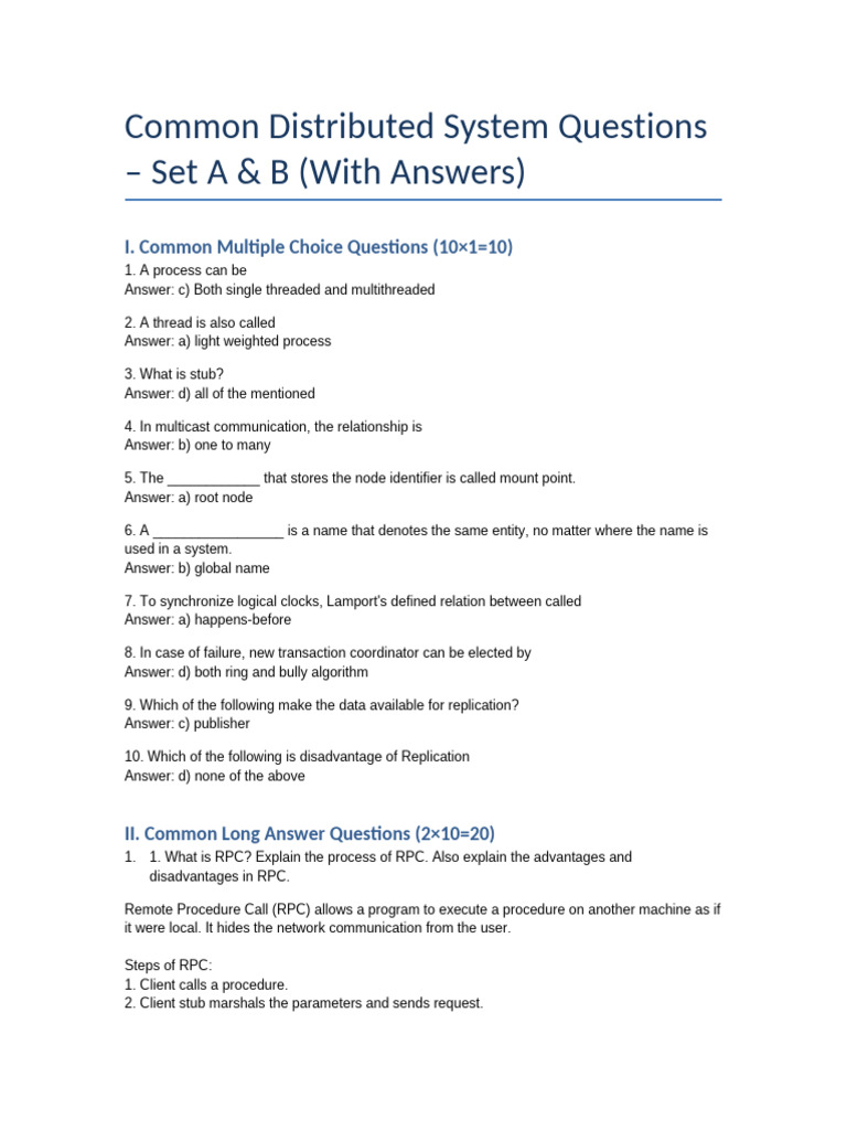 Common Questions on Distributed Systems | PDF | Virtualization ...